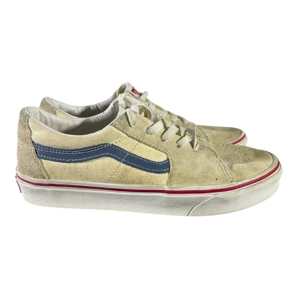 VANS White Blue Stripe Low Ankle Shoe Skate  Men’s 7.5 Women’s 9